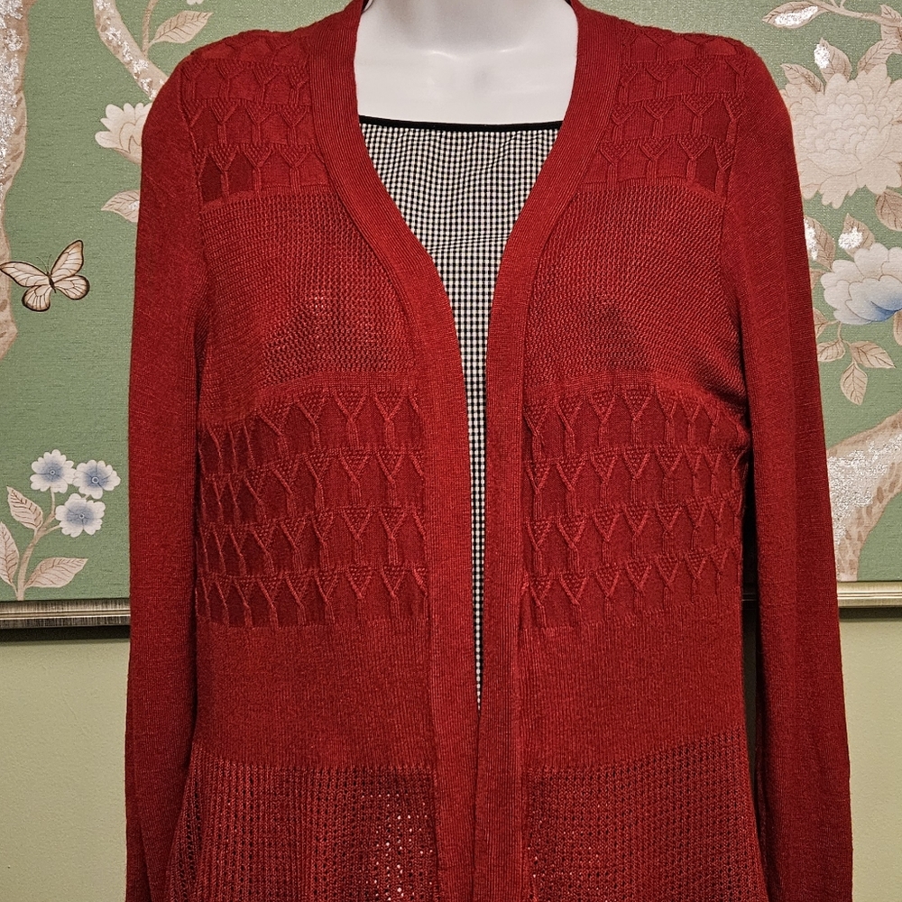 Design by Olivia Red Open Cardigan Sweater Size S/M